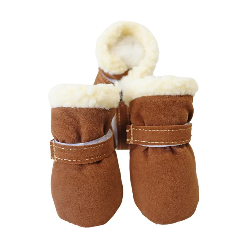 Winter Dog Boots 4Pcs Set Windproof Non Slip Small Dogs