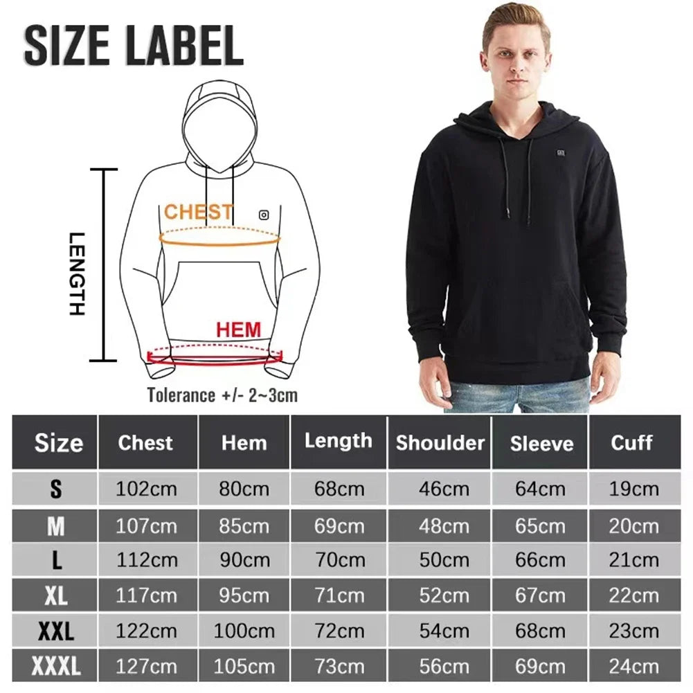 USB Heated Hoodie for Men and Women with 3 Heat Levels