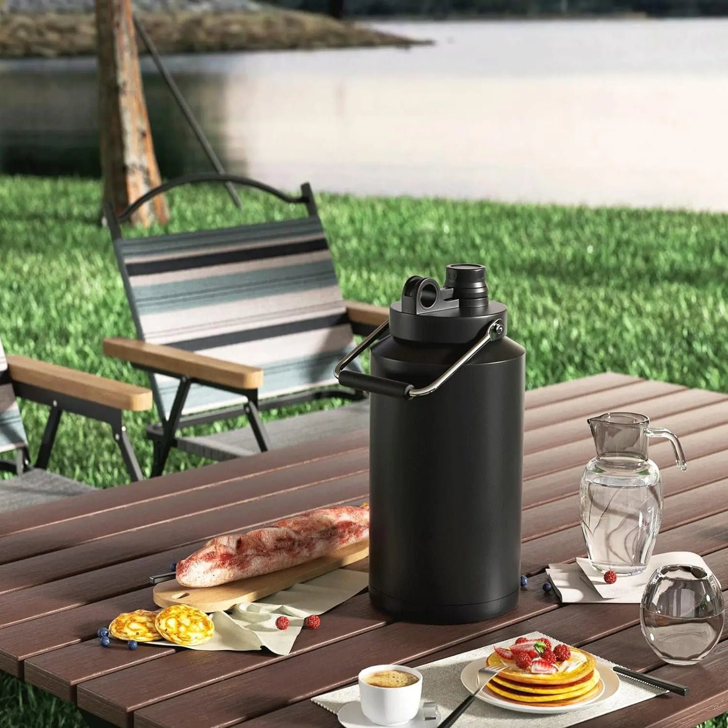 Insulated One Gallon Stainless Steel Jug with Handle for Drinks