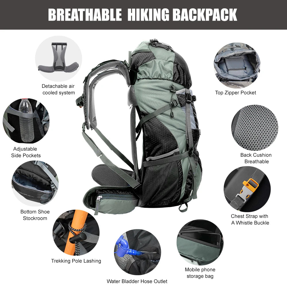 WestTune 60L Explorer Internal Frame Backpack Rain Cover