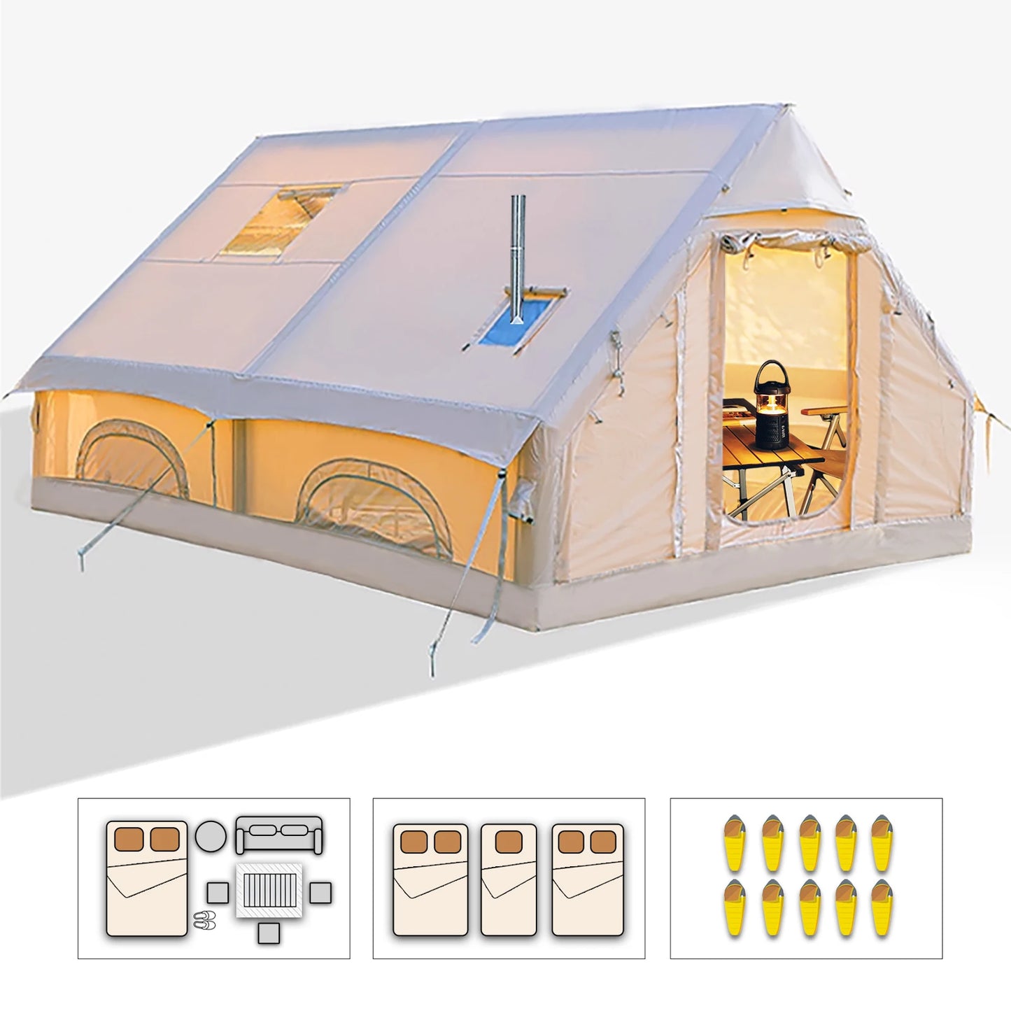 Large Inflatable Camping Tent with Hand Pump Easy Setup
