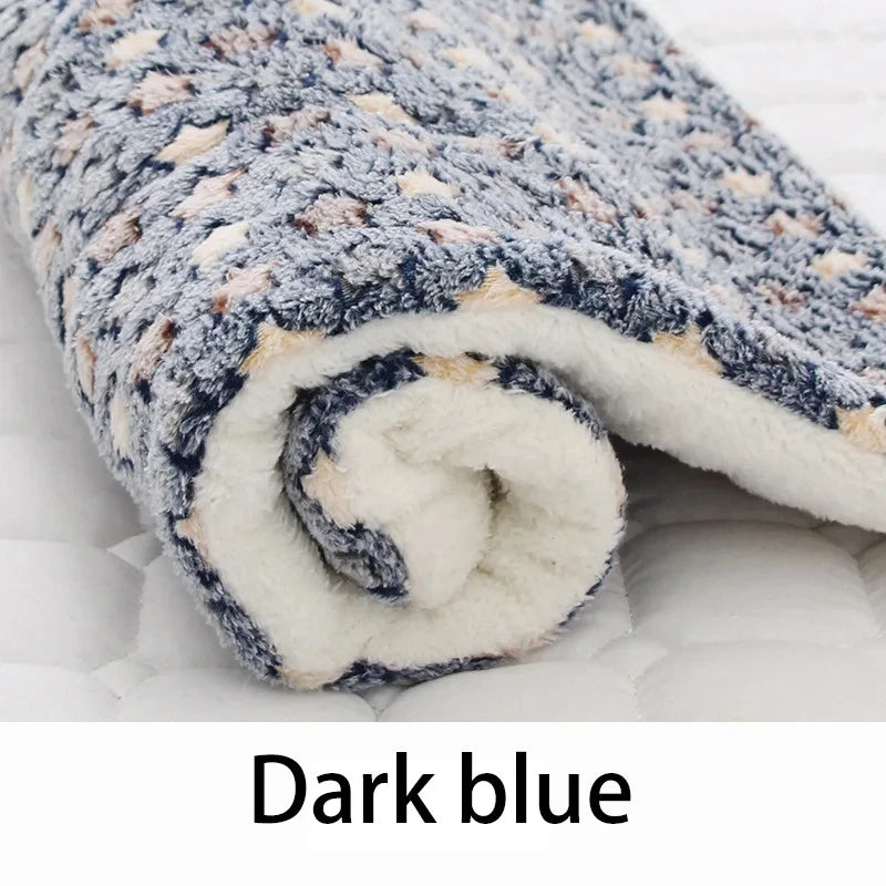 Flannel Pet Sleeping Mat Dog Bed Plush Plaid Cushion