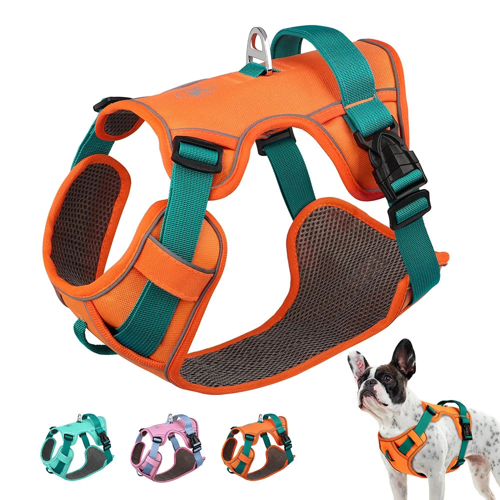 Reflective Mesh Dog Harness Adjustable Nylon Vest for All Breeds