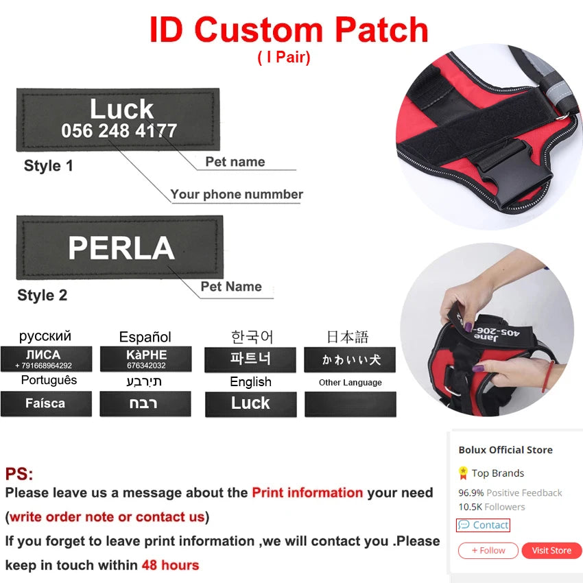 Personalized Reflective No Pull Dog Harness for Outdoor Walks