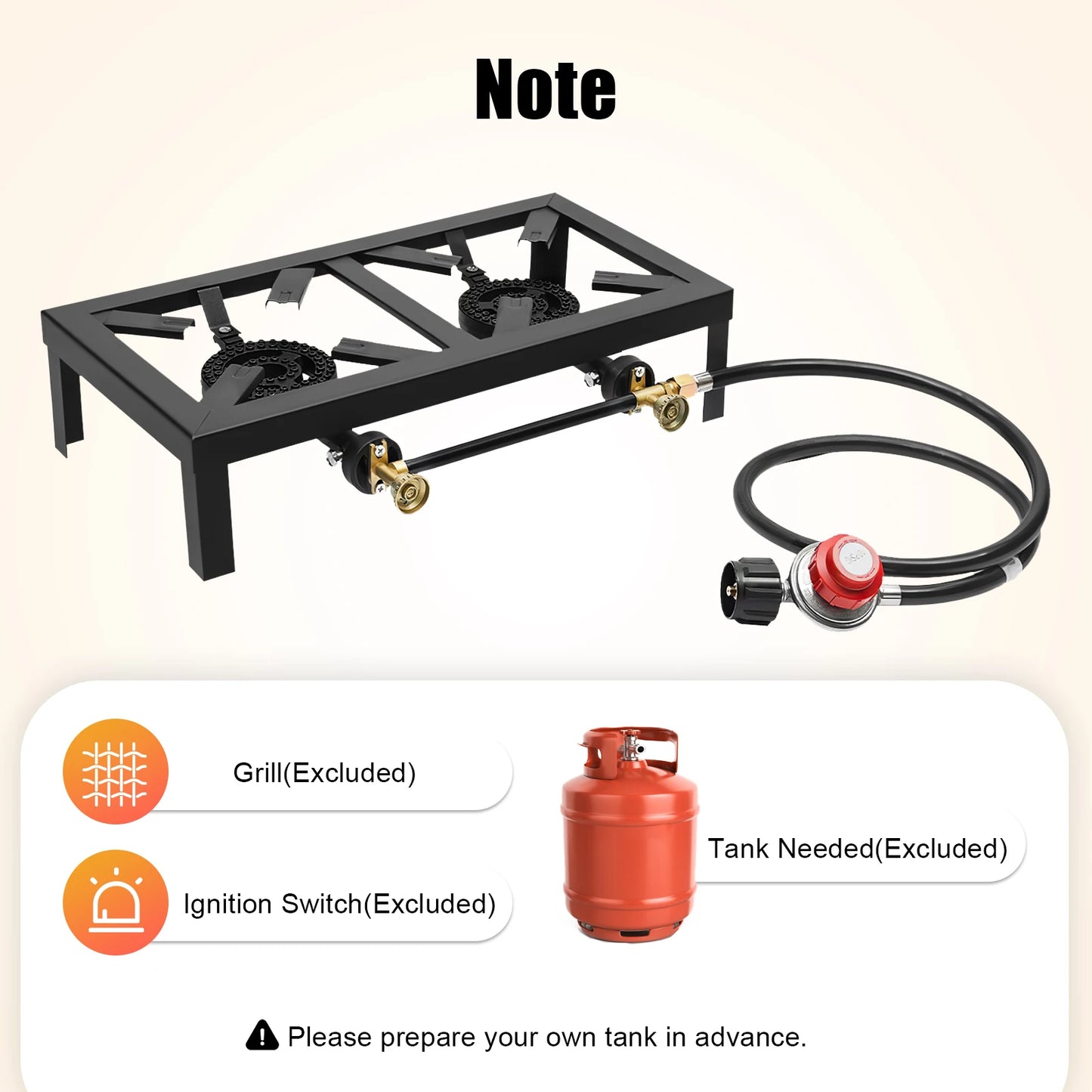 NoEnName Null Portable Double Burner Gas Stove Cooker