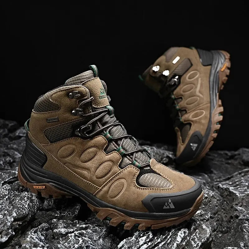 HikeUp High Top Men Hiking Boots Non Slip Trekking Shoes