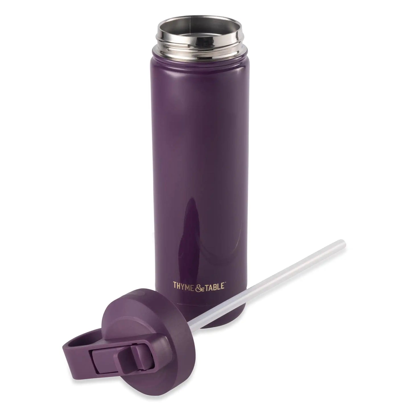 26 Ounce Purple Water Bottle with Straw Lid and Gold Charm