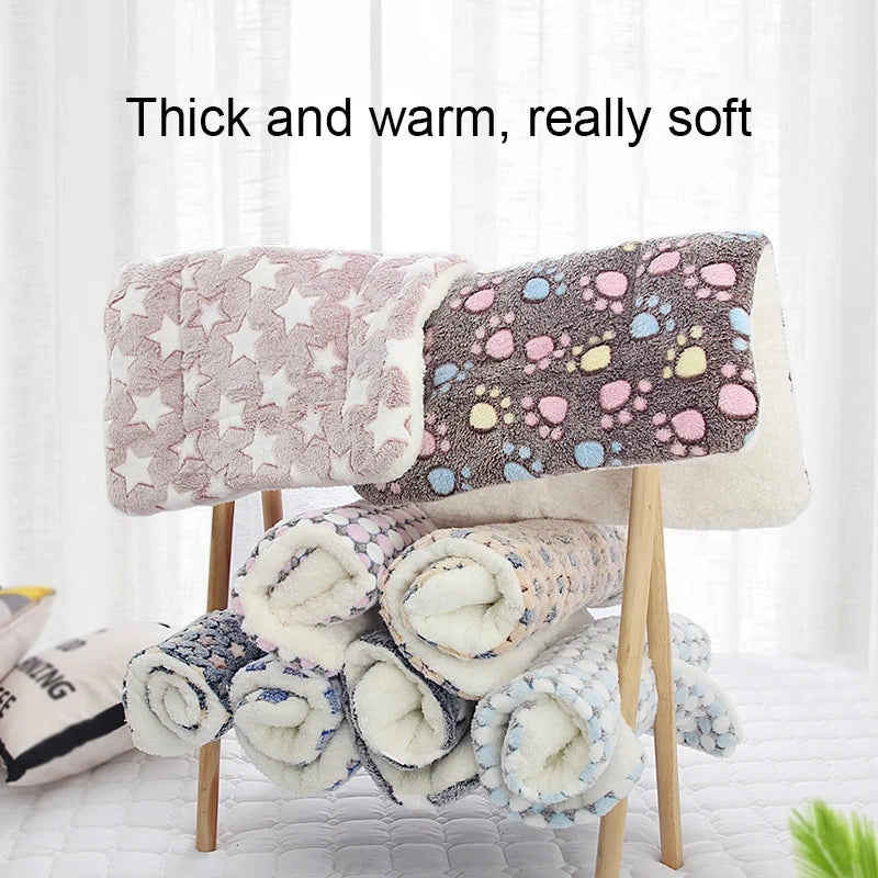 Flannel Pet Sleeping Mat Dog Bed Plush Plaid Cushion