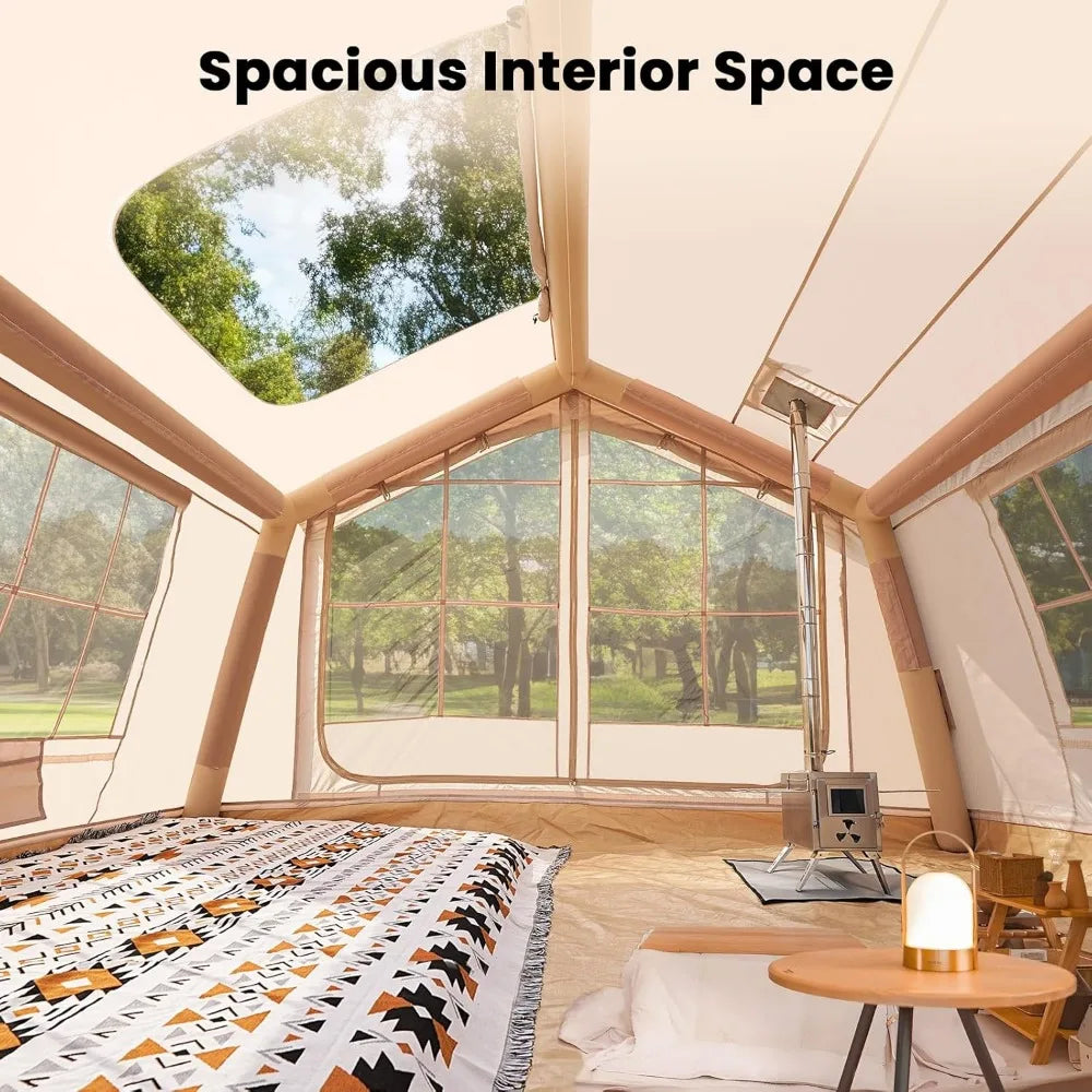 Inflatable Camping Tent with Pump Easy Setup Waterproof Design