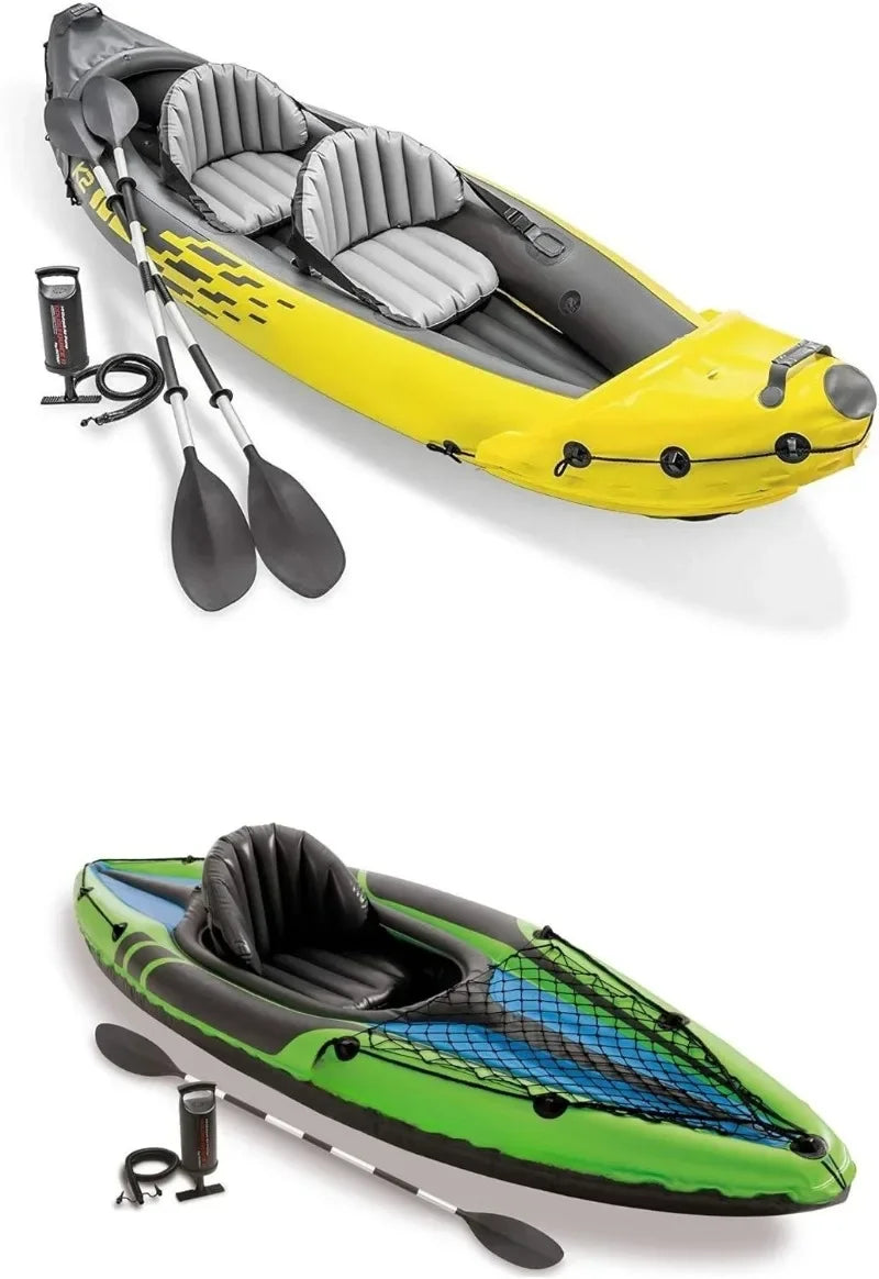 2 Person Inflatable Kayak Set with Oars and Pump for Adventure