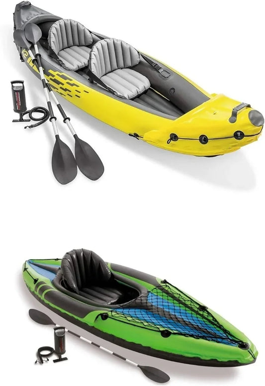 2 Person Inflatable Kayak Set with Oars and Pump for Adventure
