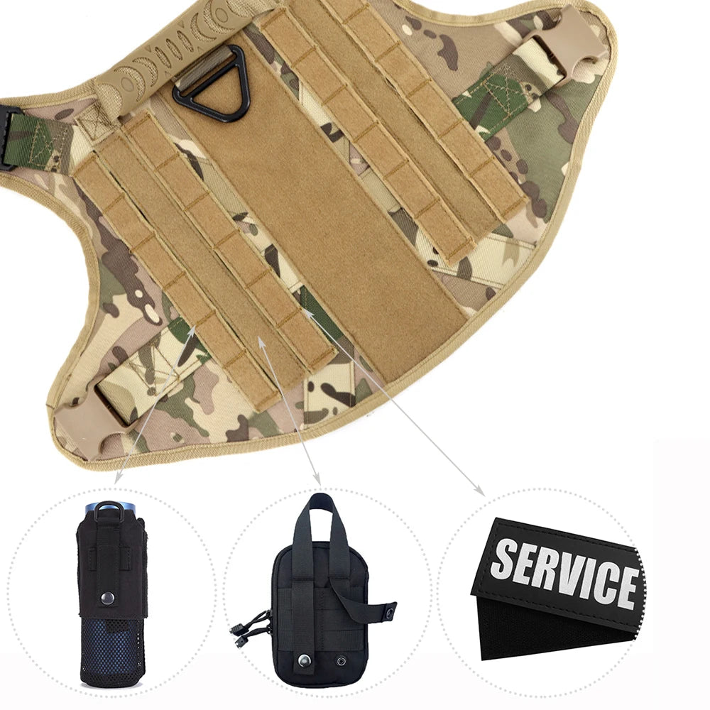 Military Large Dog Harness Vest With Leash And Patches