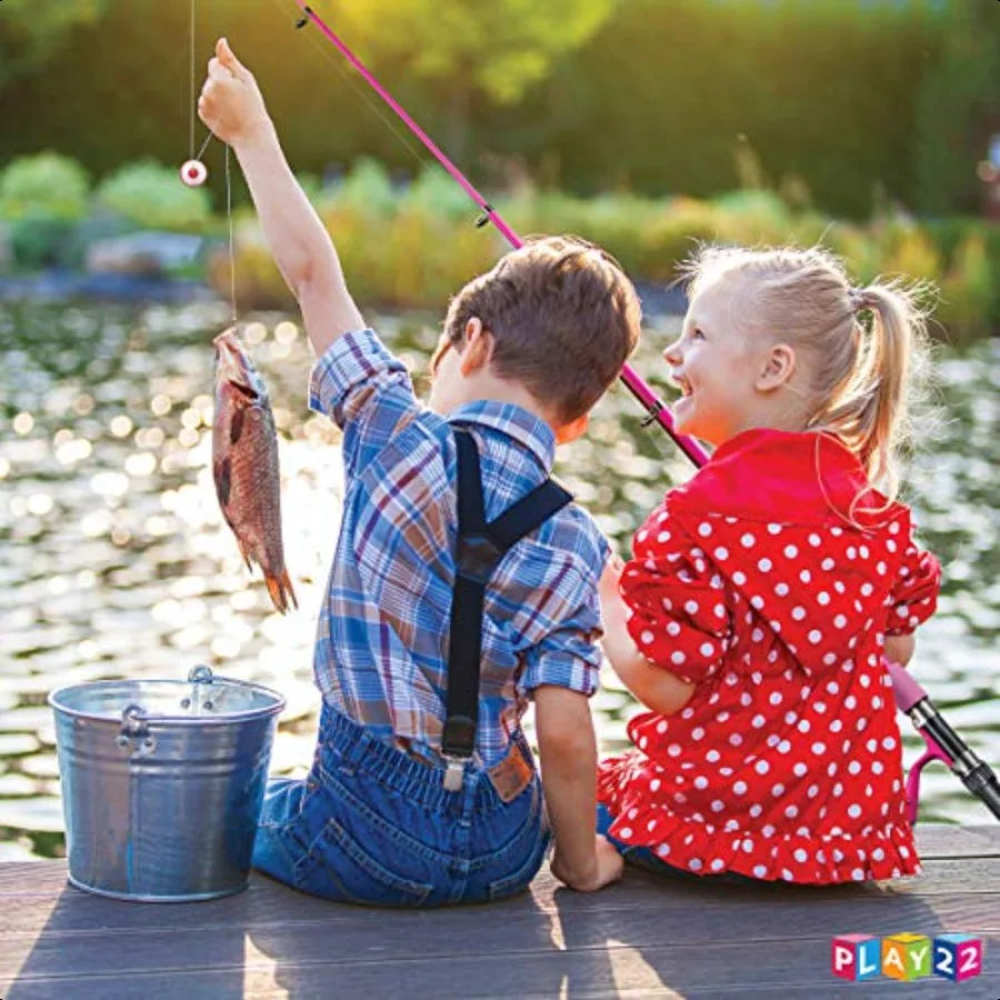Play22 Pink Fishing Pole 40 Pc Combo Set for Youth Adventure