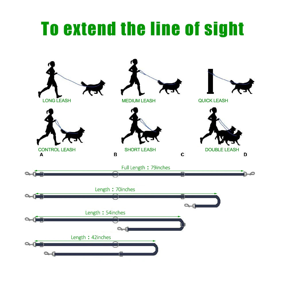 Adjustable Double Ended Dog Leash for Hands-Free Training