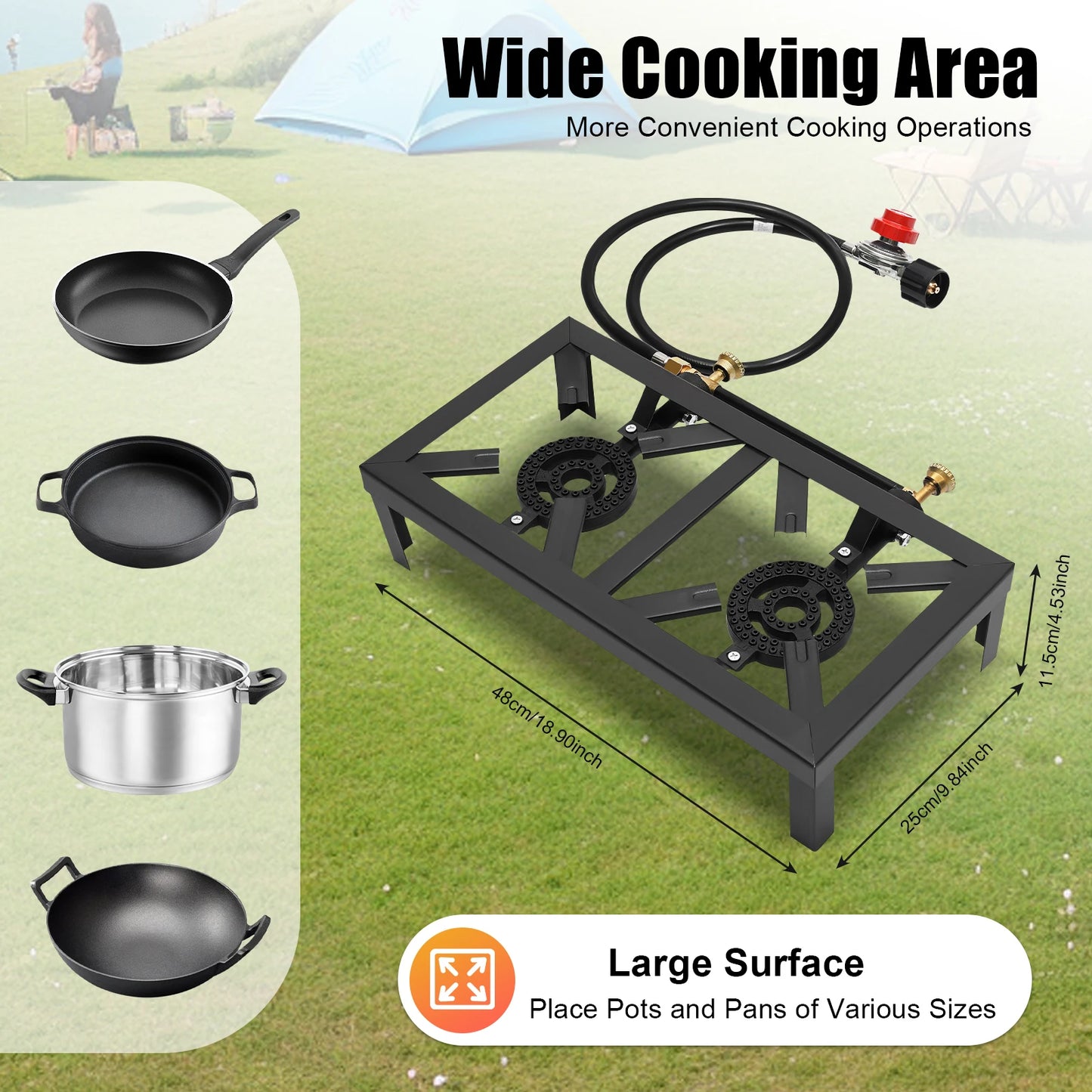 NoEnName Null Portable Double Burner Gas Stove Cooker