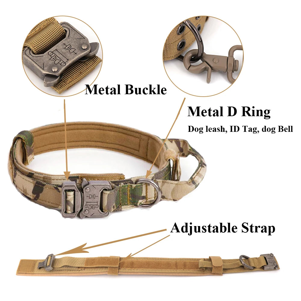Adjustable Military Dog Harness Leash Collar Set for Training