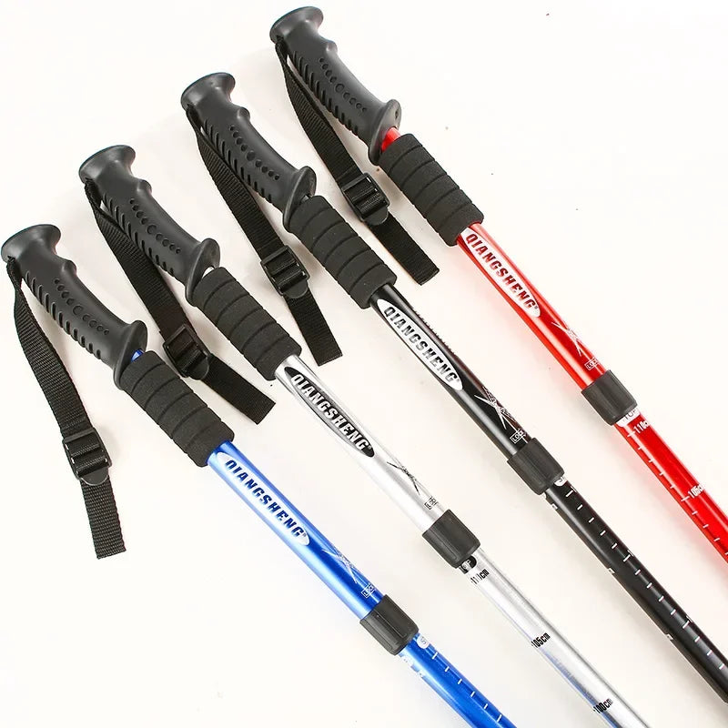 Foldable Trekking Poles Straight Grip 4 Section Ultralight
