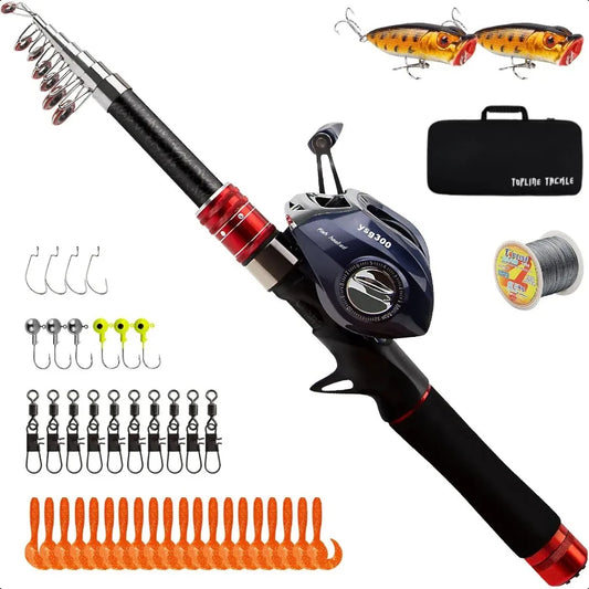 Telescopic Carbon Fiber Fishing Rod and Reel Combo Portable
