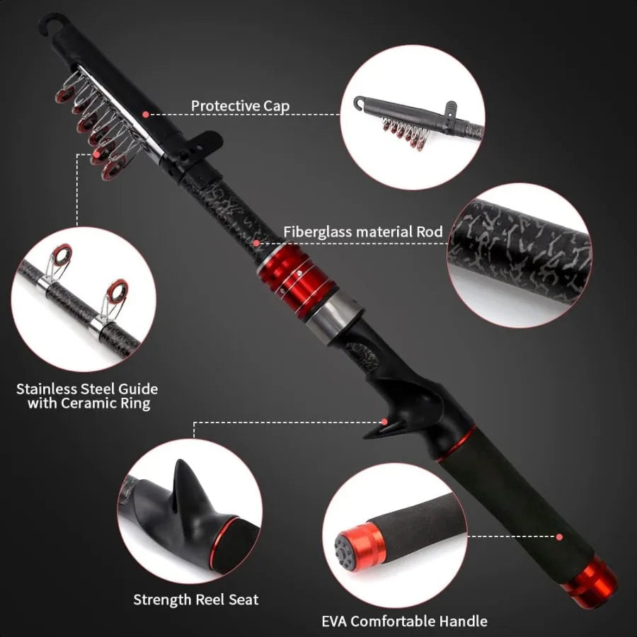Telescopic Carbon Fiber Fishing Rod and Reel Combo Portable