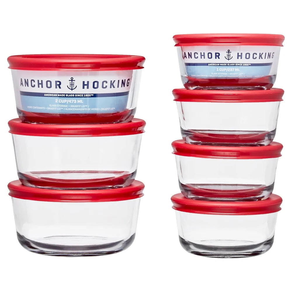 NoEnName_Null 14 Piece Clear Glass Food Storage Container Set