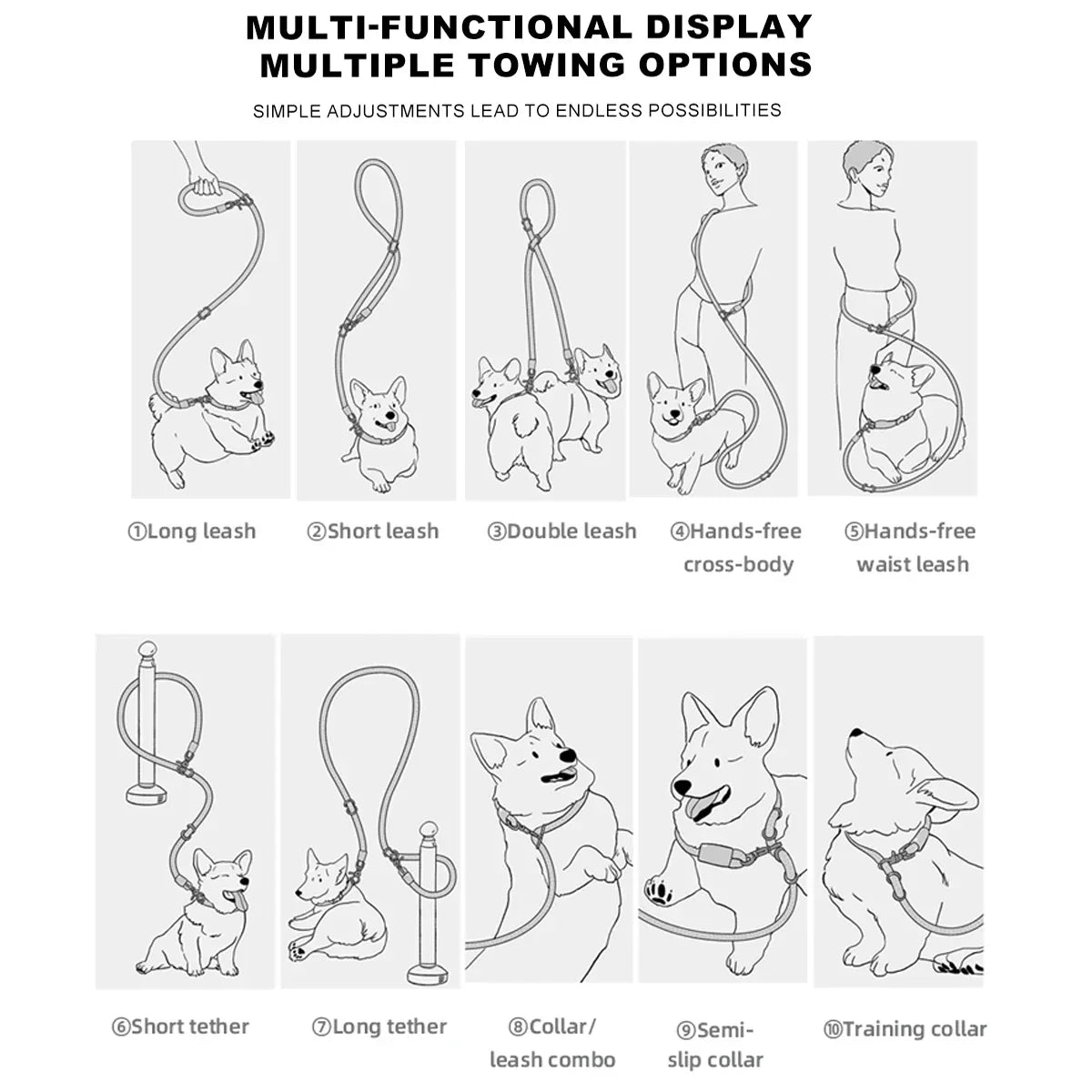 Hands-Free Multi-Function Dog Leash for Outdoor Activities