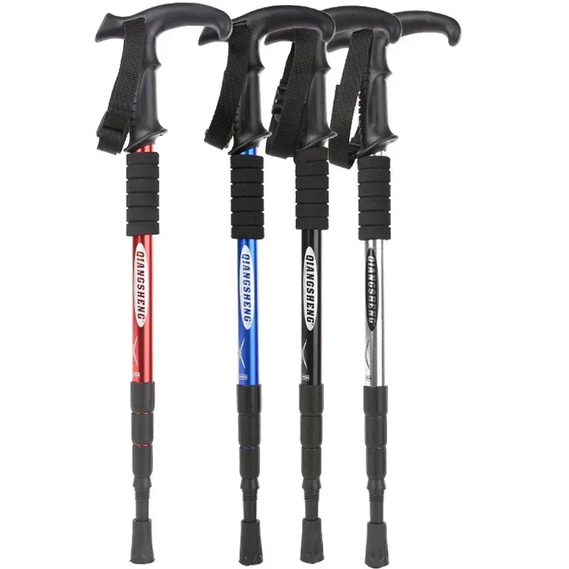 Foldable Trekking Poles Straight Grip 4 Section Ultralight