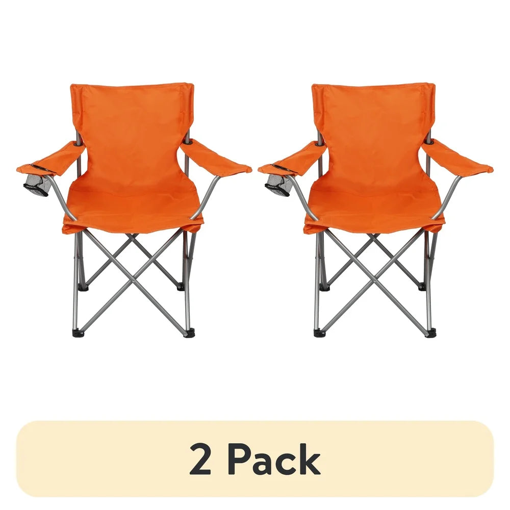 2 Pack Folding Camp Chairs With Cup Holder Portable
