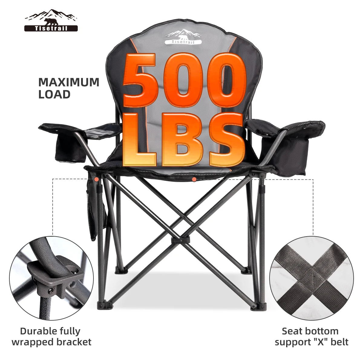 Tisetrail Oversized Camping Chair with Cooler and Padding