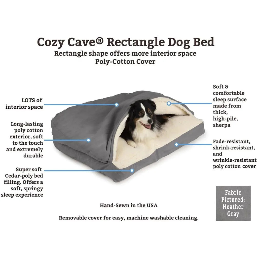 Cozy Cave Rectangle Dog Bed for Medium and Large Dogs