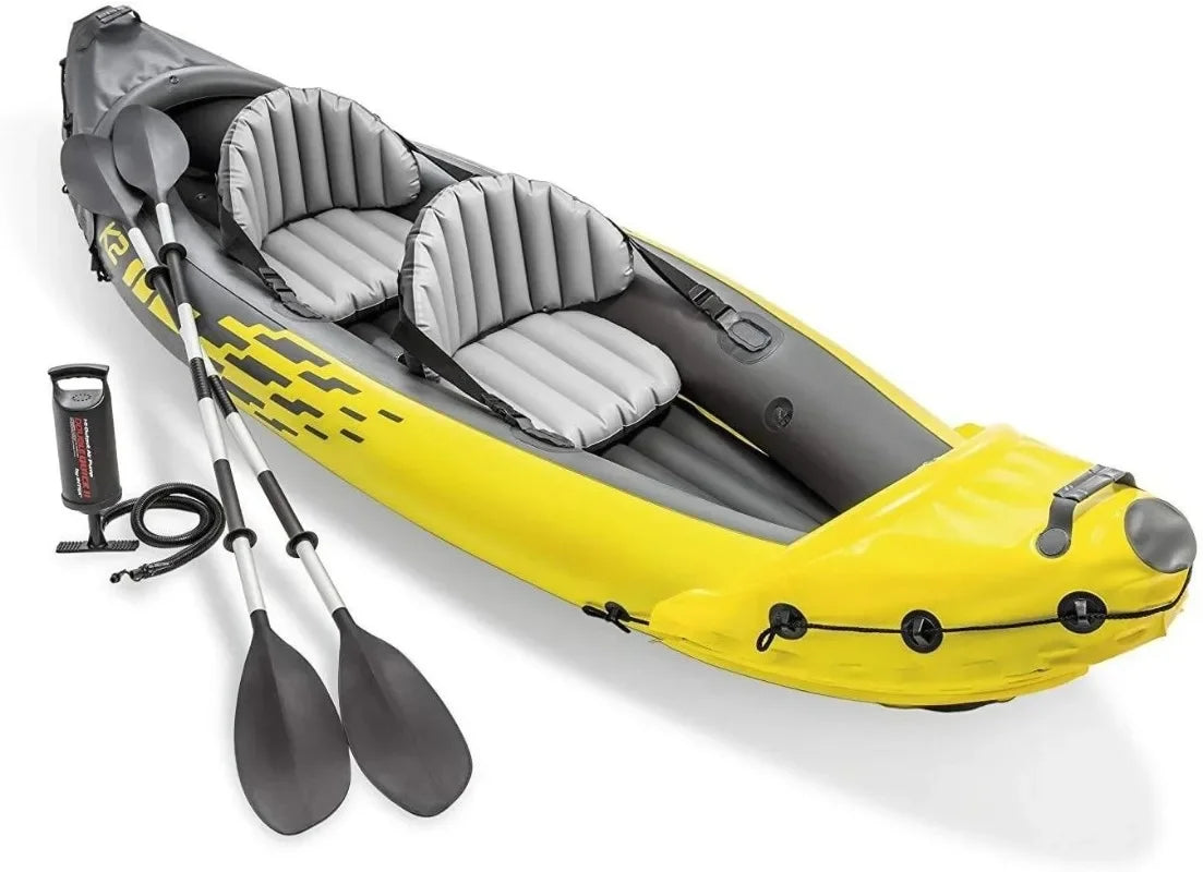 2 Person Inflatable Kayak Set with Oars and Pump for Adventure