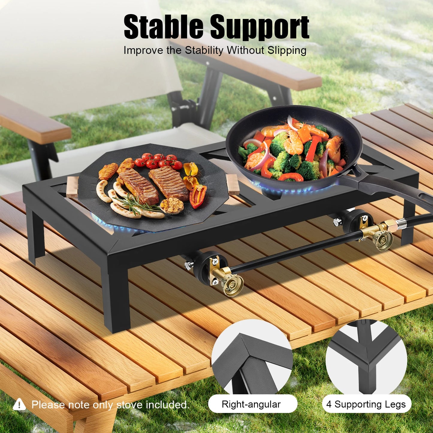 NoEnName Null Portable Double Burner Gas Stove Cooker