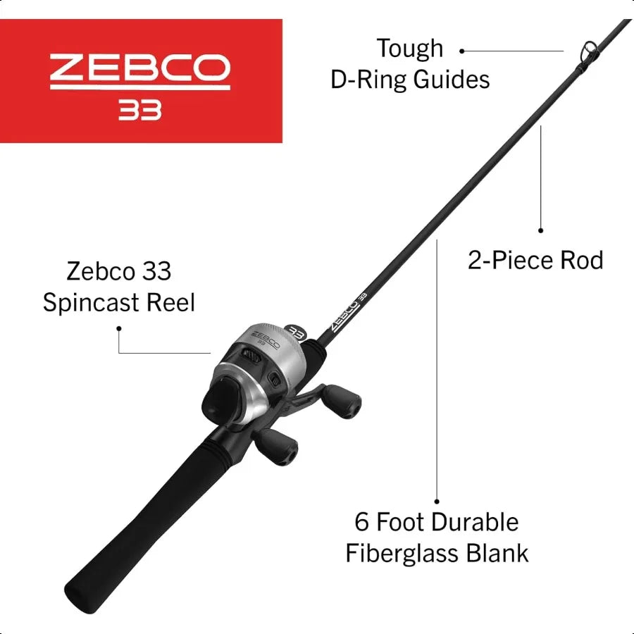 Zebco 33 Spincast Reel and Fishing Rod Combo for Ocean Fishing