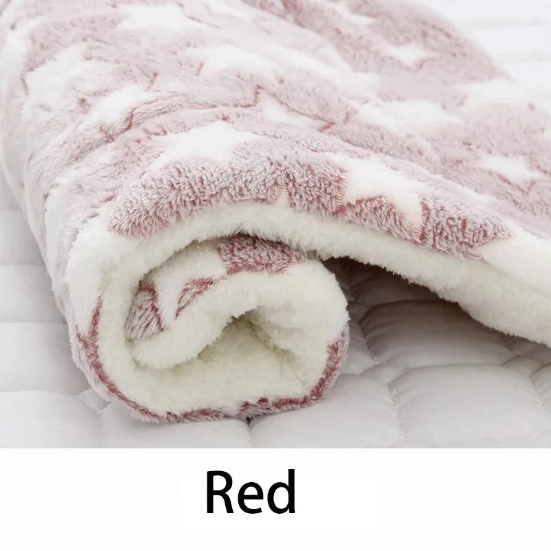 Flannel Pet Sleeping Mat Dog Bed Plush Plaid Cushion