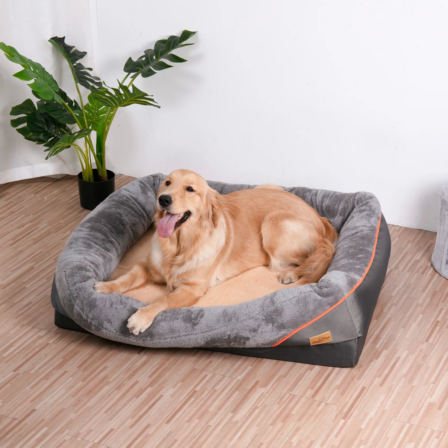 Orthopedic Dog Bed With Cotton Bolster Removable Cover