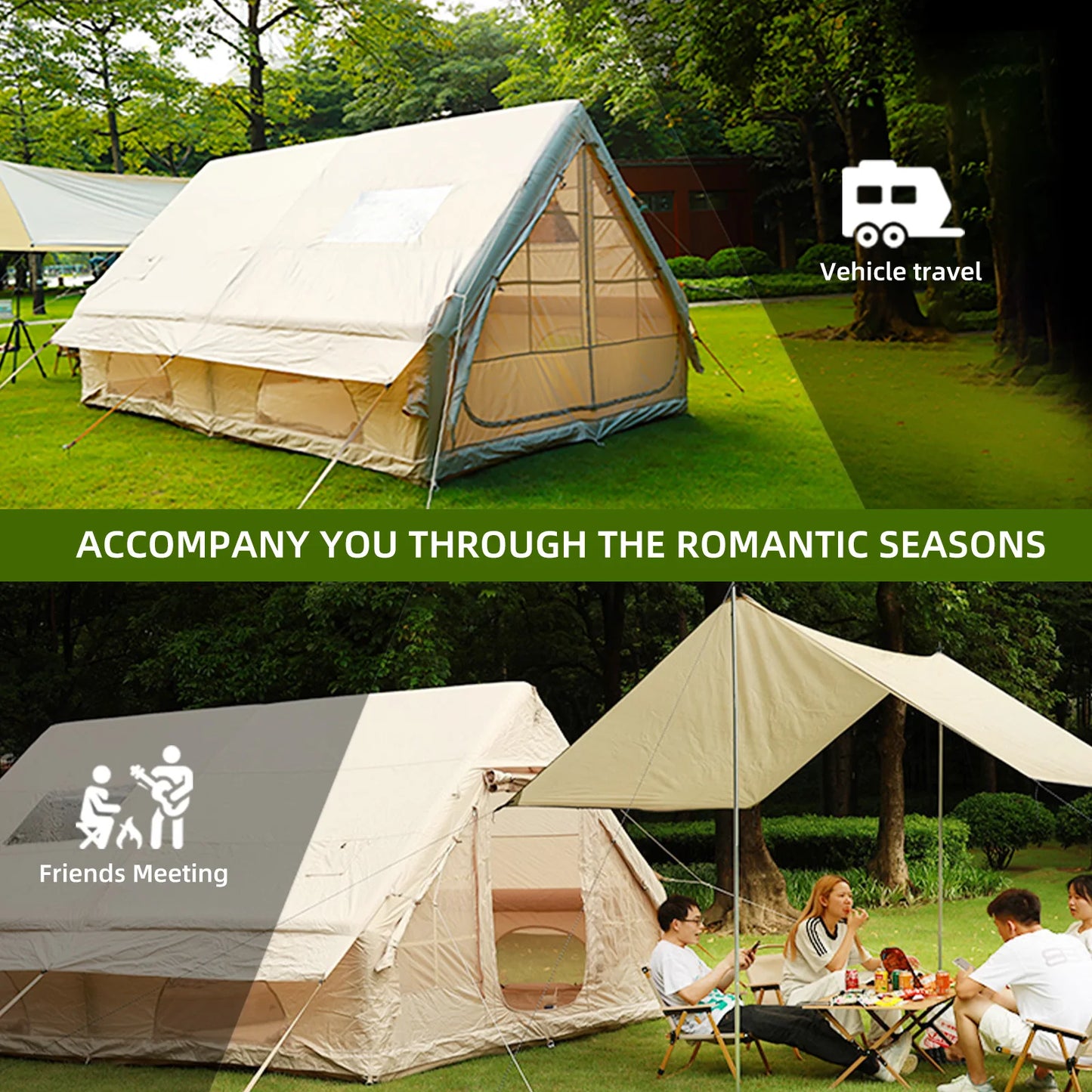 Large Inflatable Camping Tent with Hand Pump Easy Setup