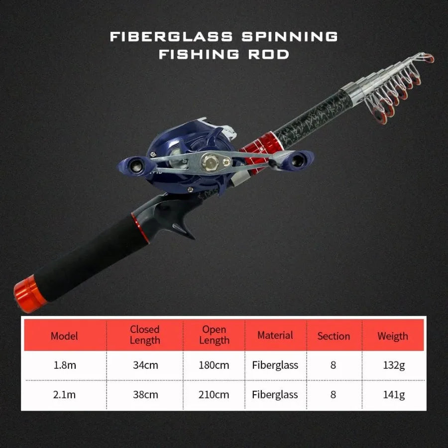 Telescopic Carbon Fiber Fishing Rod and Reel Combo Portable