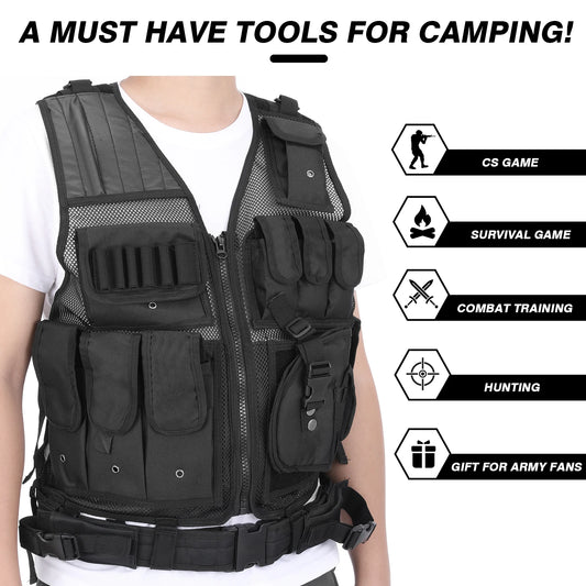 TOMSHOO Tactical Multi-Pocket Combat Vest for Outdoor Activities