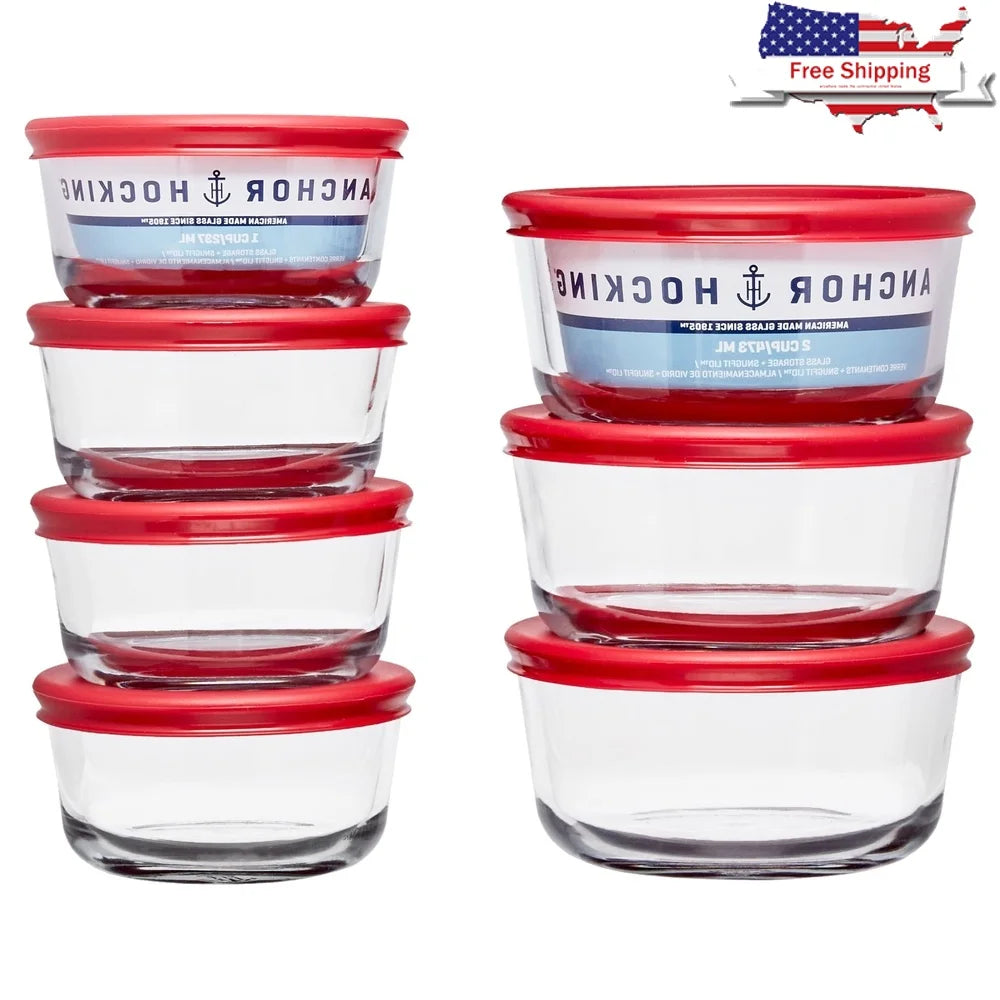 NoEnName_Null 14 Piece Clear Glass Food Storage Container Set
