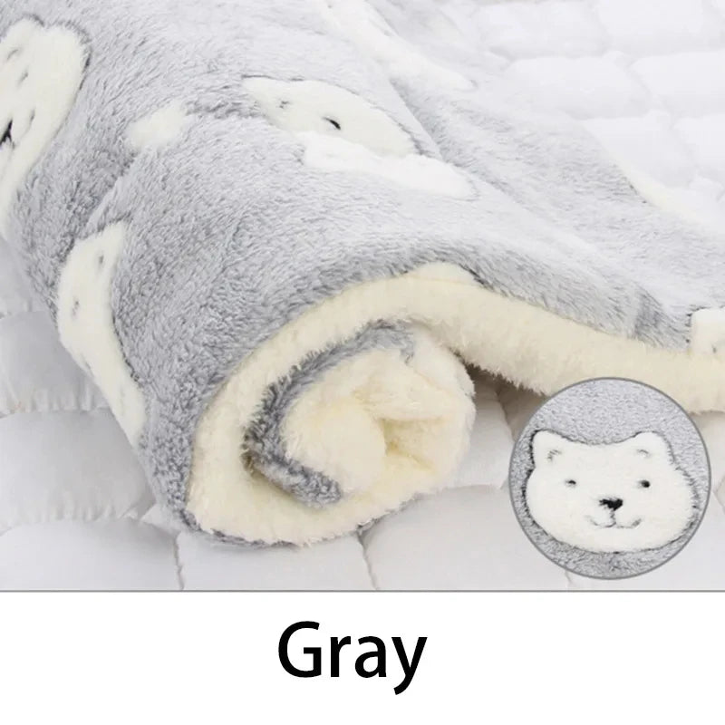 Flannel Pet Sleeping Mat Dog Bed Plush Plaid Cushion
