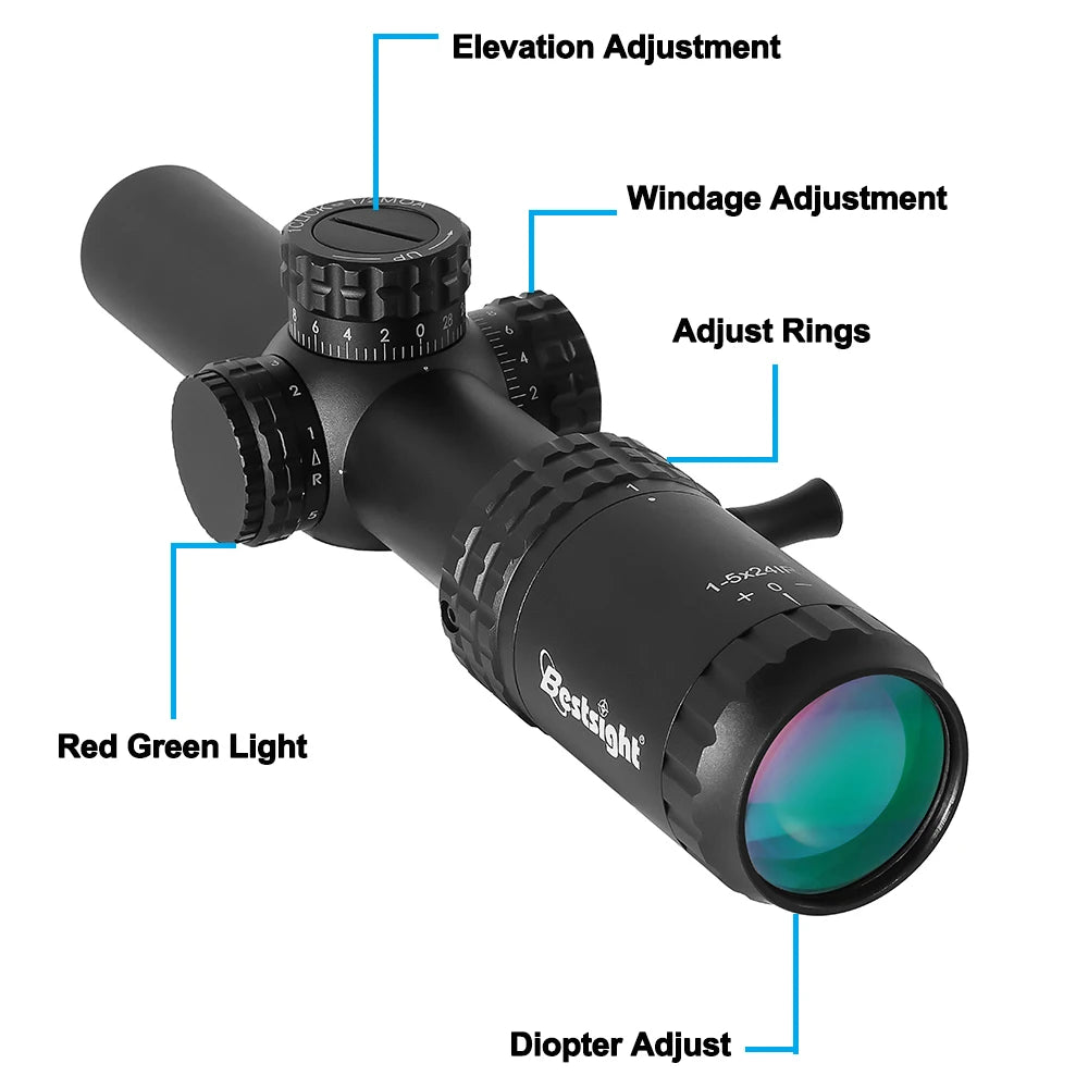 1-5X24 Tactical Optical Rifle Scope with Illuminated Reticle