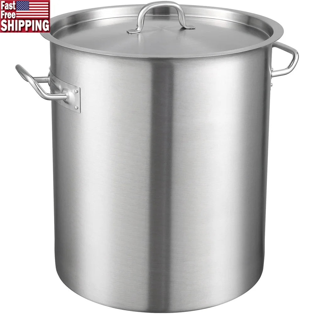 42 Quart Stainless Stockpot Induction Compatible Heavy Duty