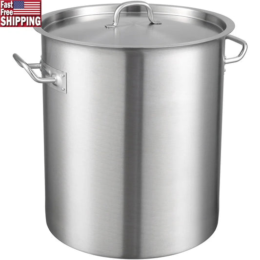 42 Quart Stainless Stockpot Induction Compatible Heavy Duty