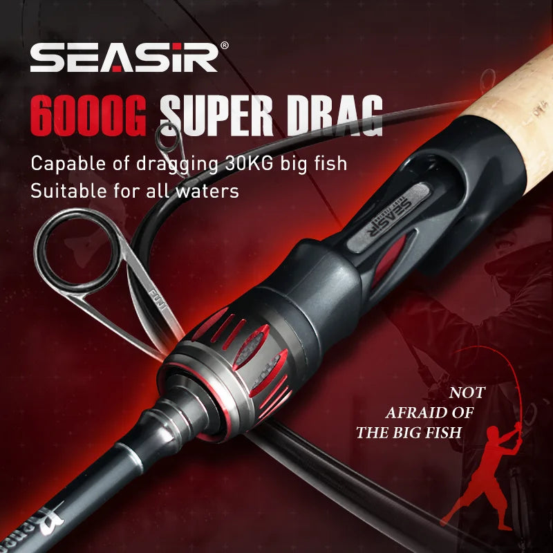 Seasir Carbon Fishing Rod with Fuji-O Guide Rings and Cork Handle