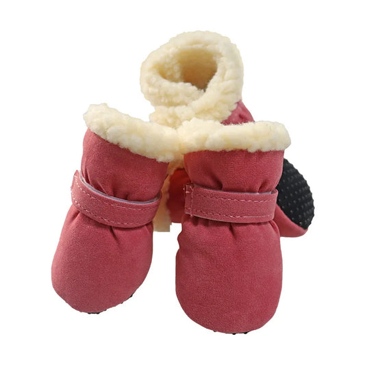Winter Dog Boots 4Pcs Set Windproof Non Slip Small Dogs