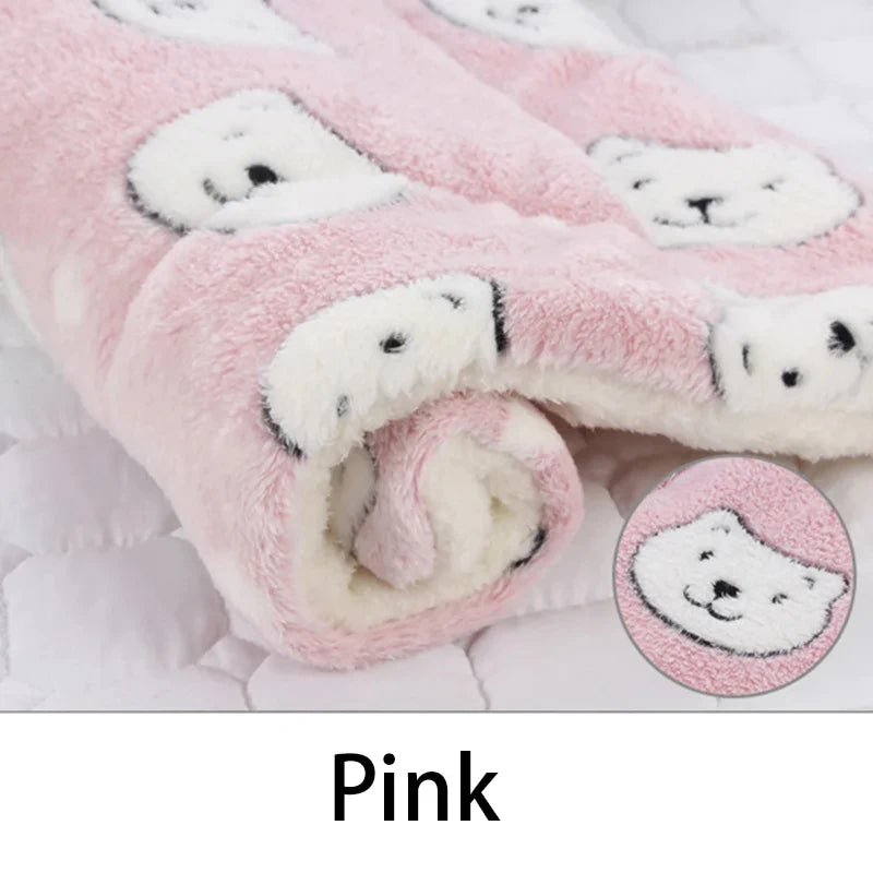 Flannel Pet Sleeping Mat Dog Bed Plush Plaid Cushion