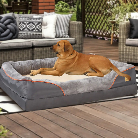 Orthopedic Dog Bed With Cotton Bolster Removable Cover