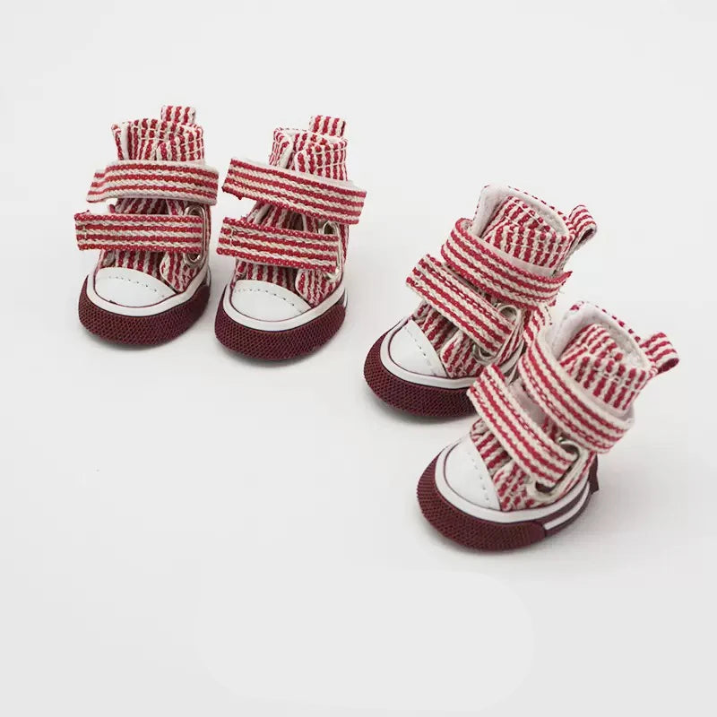 4 Pack Anti Slip Dog Shoes Breathable Canvas Boots Casual