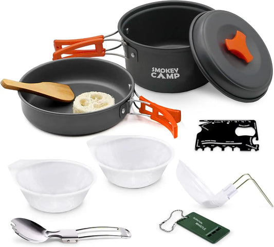 Backpacking Camping Mess Kit With Stove Nonstick Set
