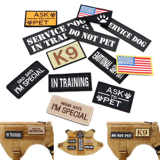 Tactical Dog Vest Personalized Patch Set of 12 Custom IDs