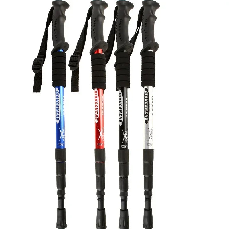 Foldable Trekking Poles Straight Grip 4 Section Ultralight
